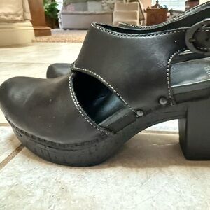 Dansko Black Clog Mules with Block Heel